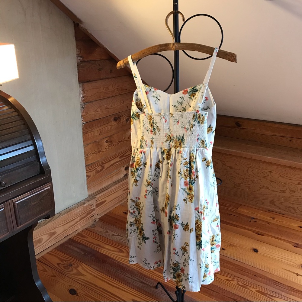 Old Navy Off White Yellow Floral Linen Cami Skater Dress, EUC, M - Picture 2 of 14